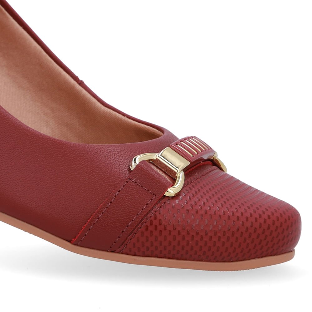 Scarpin Couro Vermelho Salto Bloco Vermelho 4
