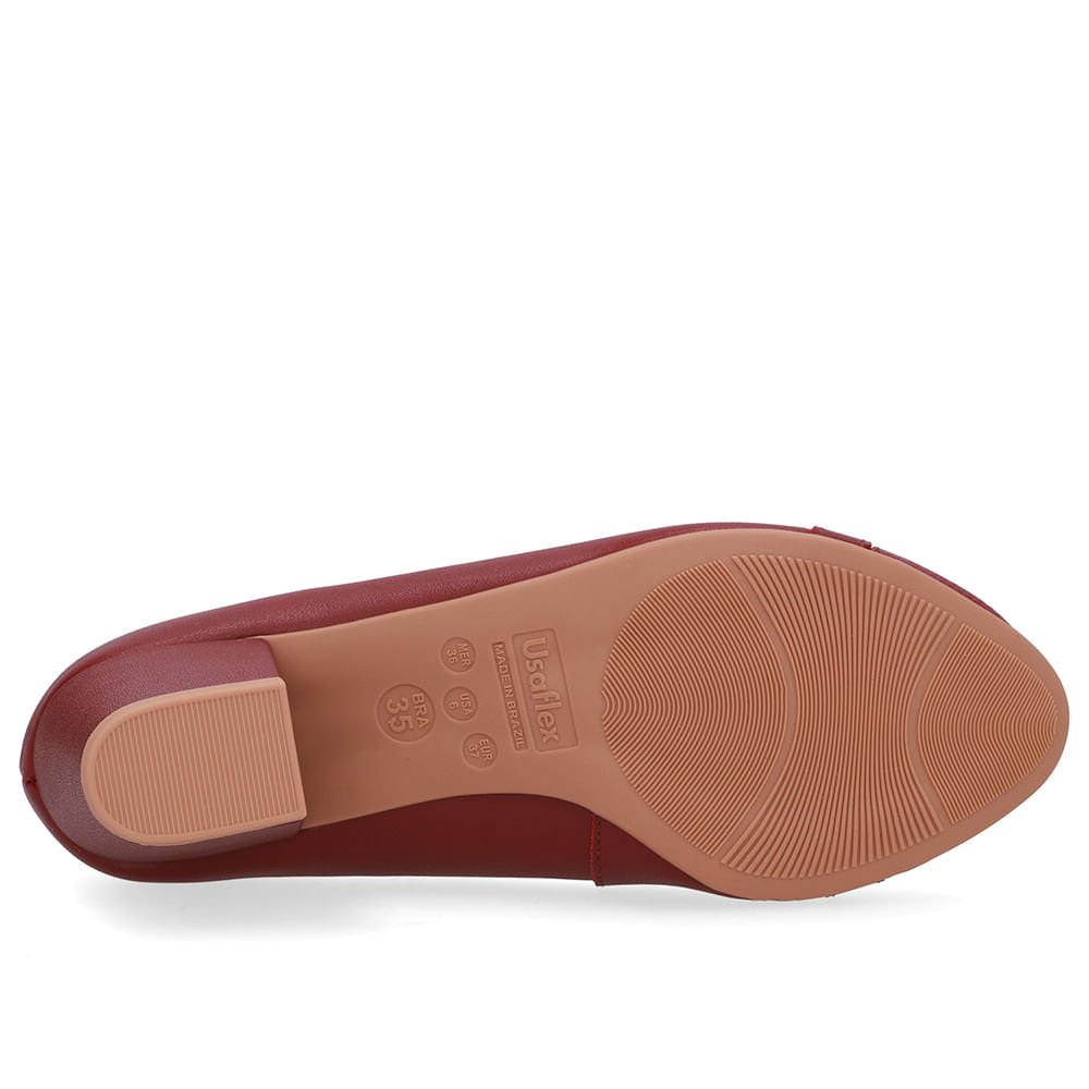 Scarpin Couro Vermelho Salto Bloco Vermelho 5