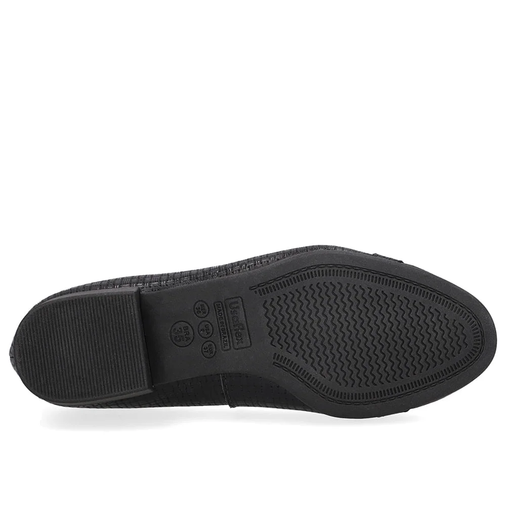 Scarpin Couro Texturizado Preto Salto Bloco Preto 5