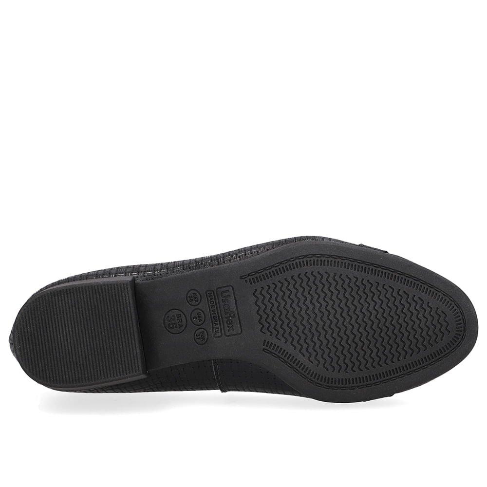 Scarpin Couro Texturizado Preto Salto Bloco Preto 5