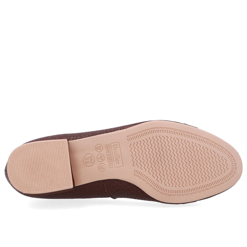 Scarpin Couro Texturizado Marrom Salto Bloco Café 5