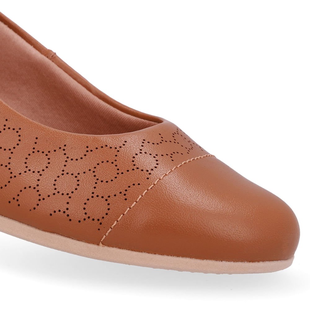 Scarpin Couro Laser Marrom Salto Bloco Marrom 4