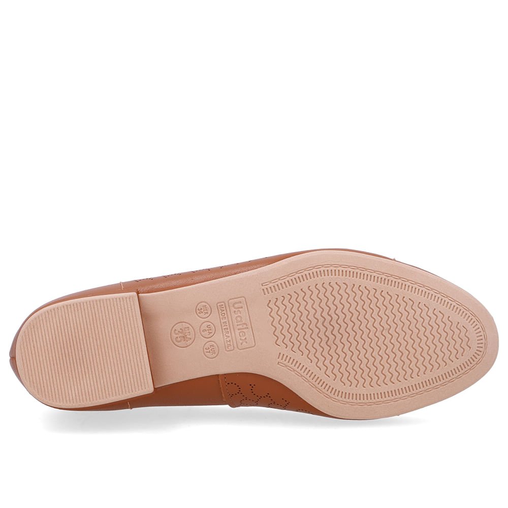 Scarpin Couro Laser Marrom Salto Bloco Marrom 5