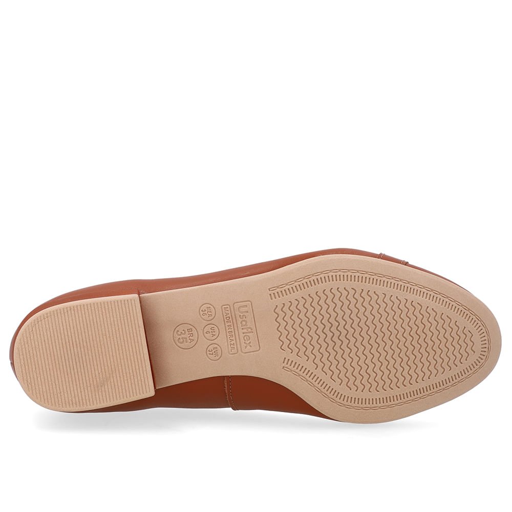 Scarpin Couro Liso Marrom Salto Bloco Marrom 5