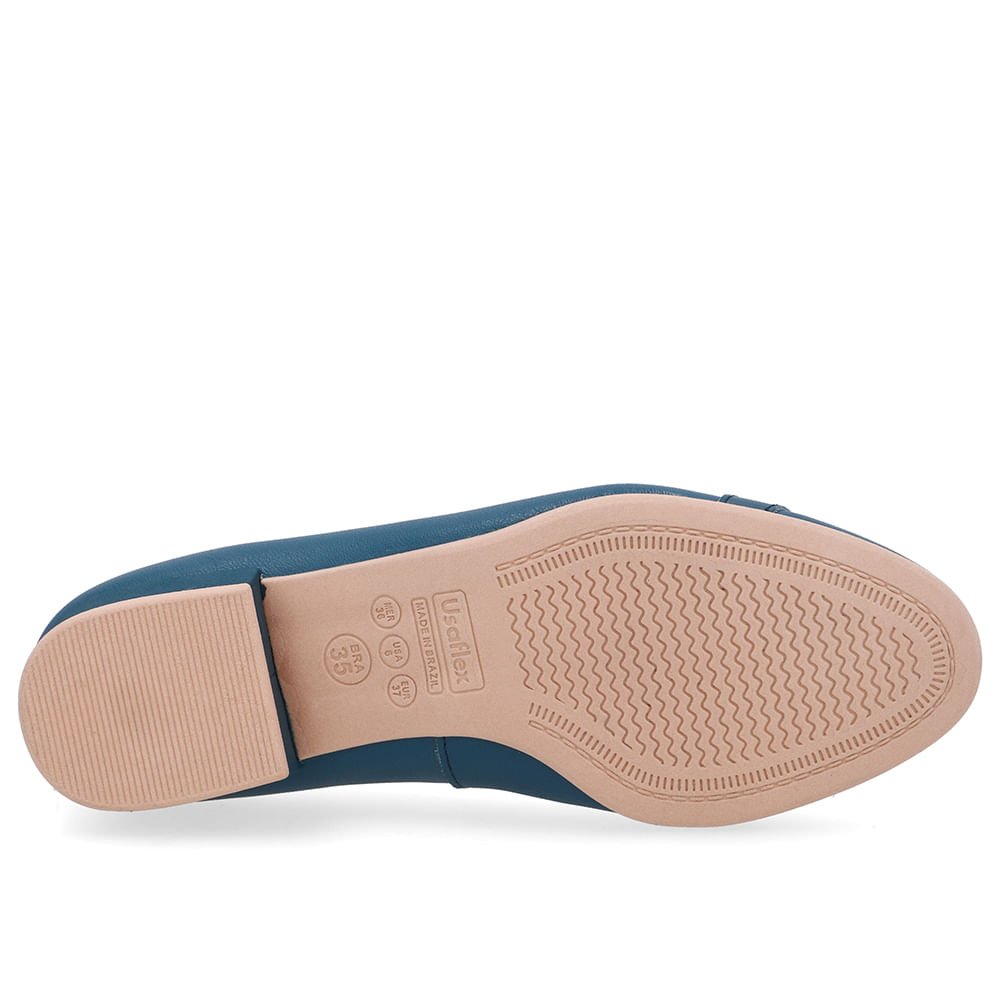 Scarpin Couro Liso Azul Salto Bloco Azul 5