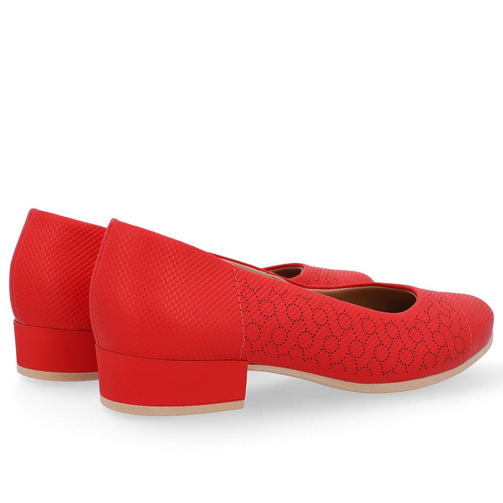 Scarpin Couro Laser Vermelho Salto Bloco Vermelho 3