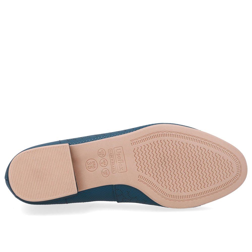 Scarpin Couro Laser Azul Salto Bloco Azul 5