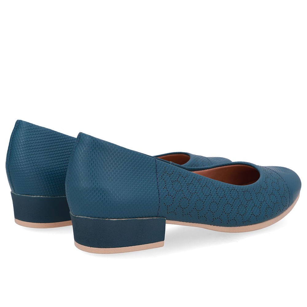 Scarpin Couro Laser Azul Salto Bloco Azul 2