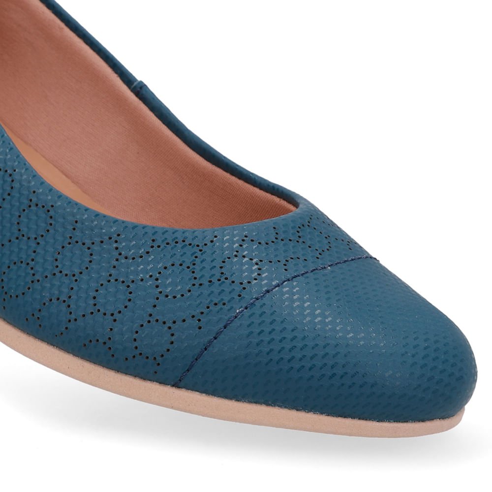 Scarpin Couro Laser Azul Salto Bloco Azul 3