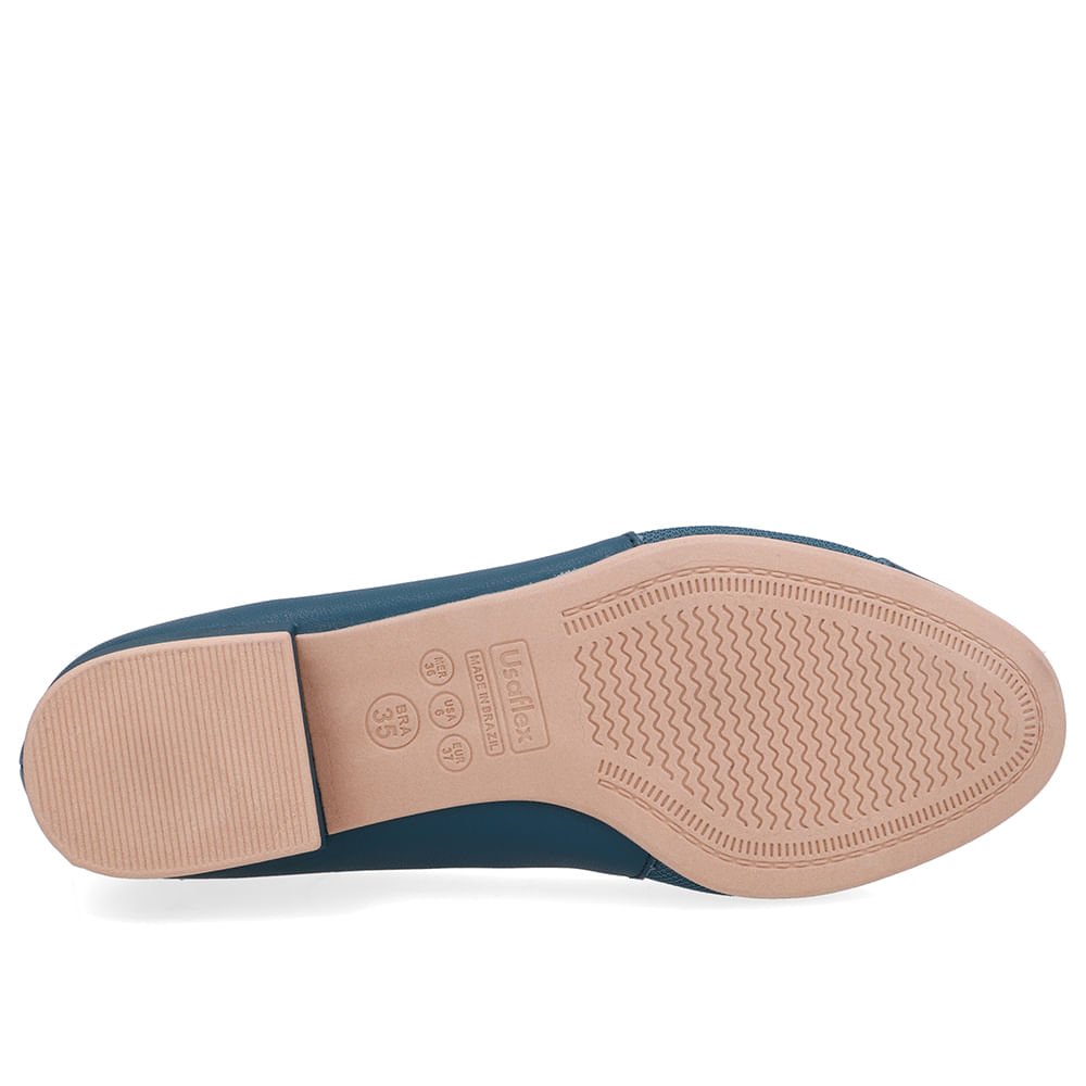 Scarpin Couro Azul Lateral Tecido Azul 5