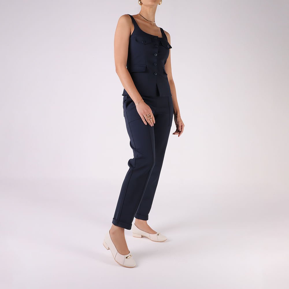 Scarpin Couro Branco Marfim Lateral Tecido Marfim 4