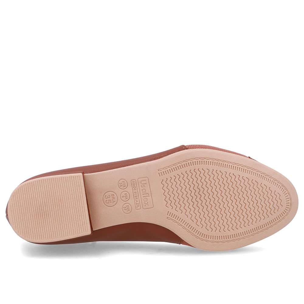 Scarpin Couro Marrom Lateral Tecido Marrom 5