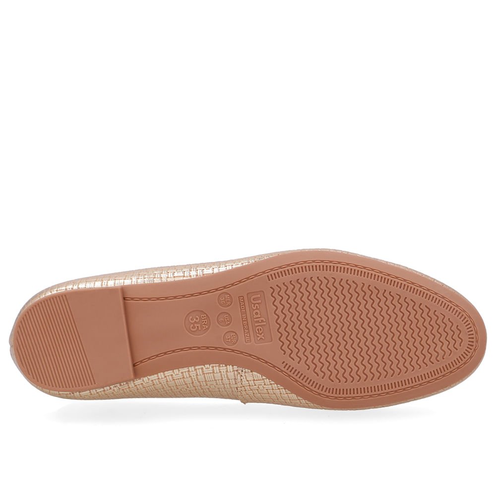 Sapatilha Dourada Couro Enfeite Dourado 5