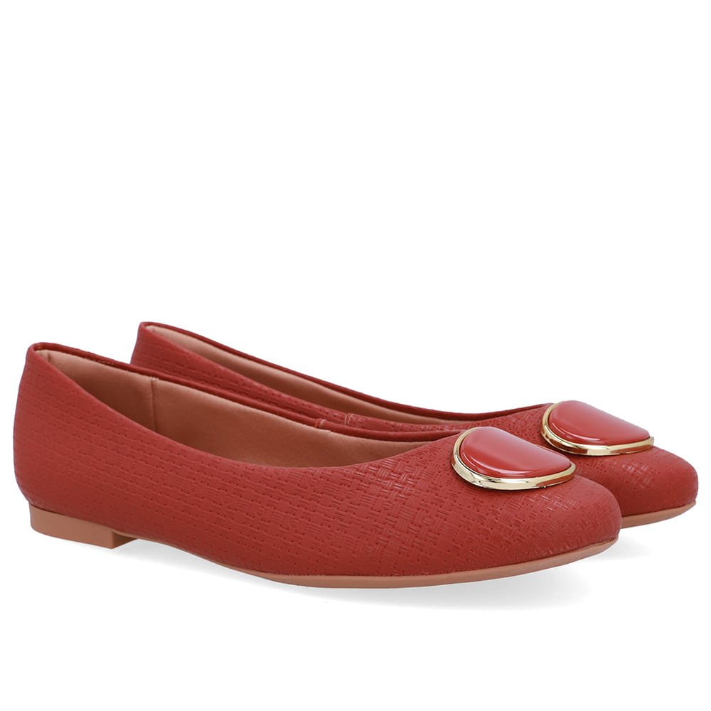 Sapatilha Marrom Terracota Couro Enfeite Terracota 2