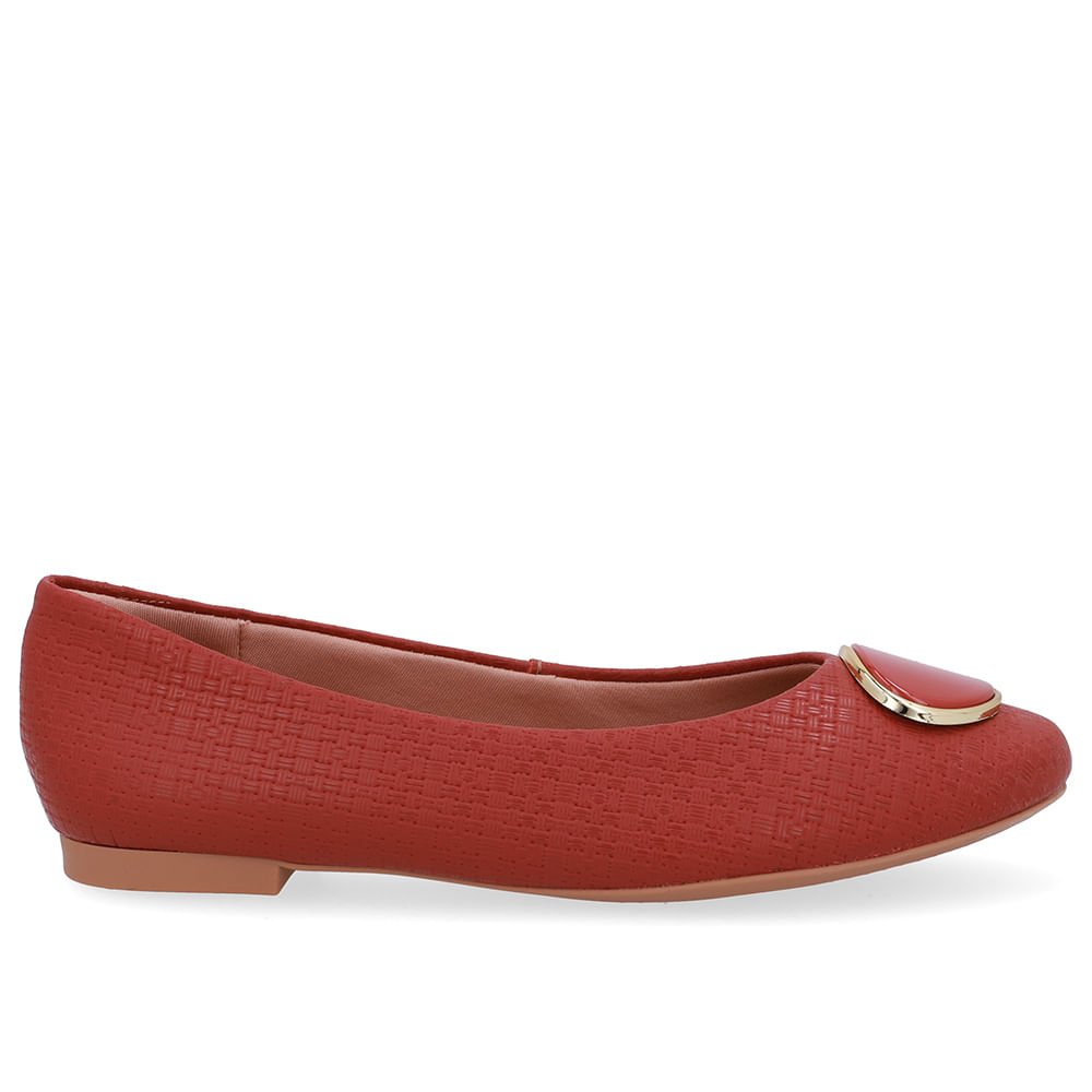 Sapatilha Marrom Terracota Couro Enfeite