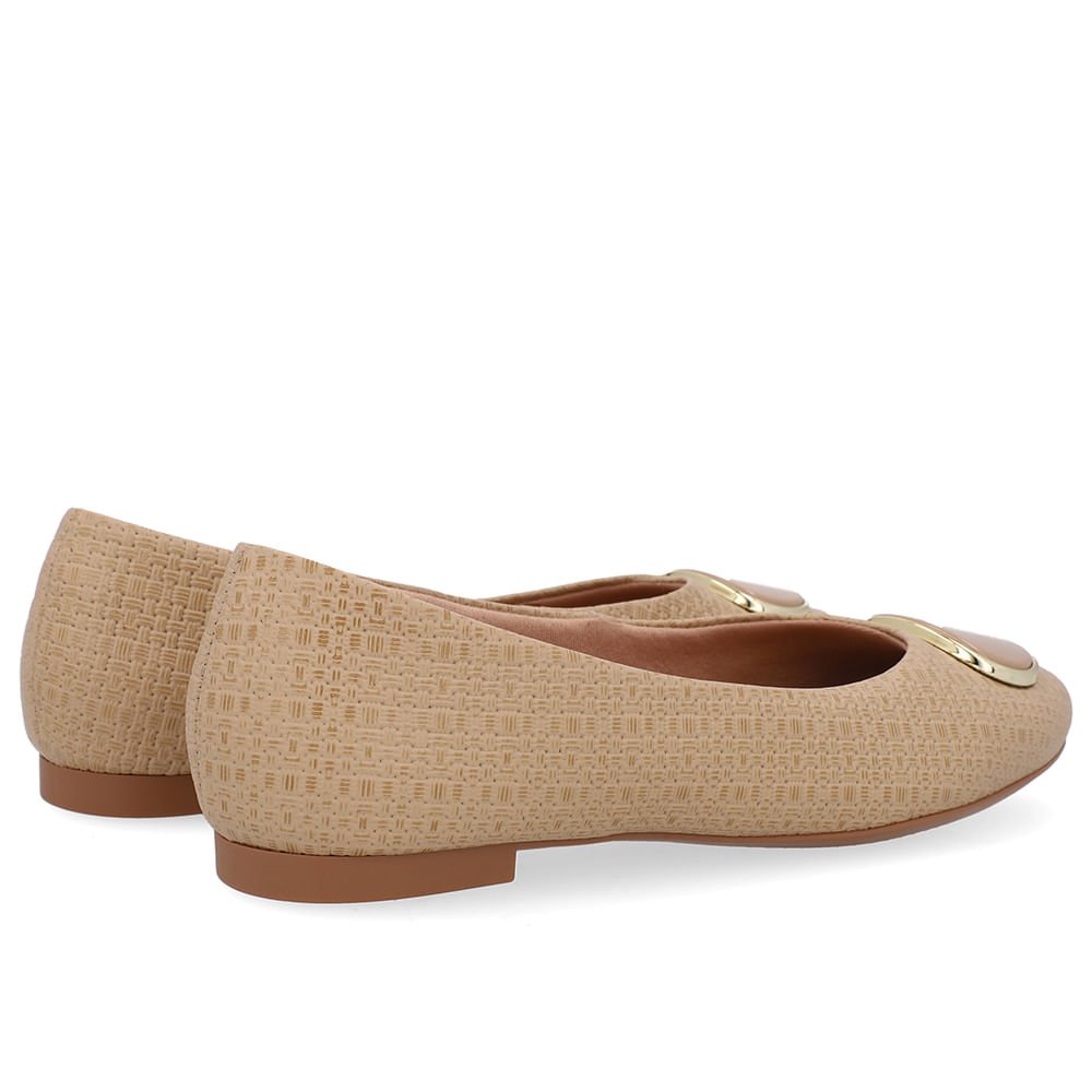 Sapatilha Bege Couro Enfeite Bege 3