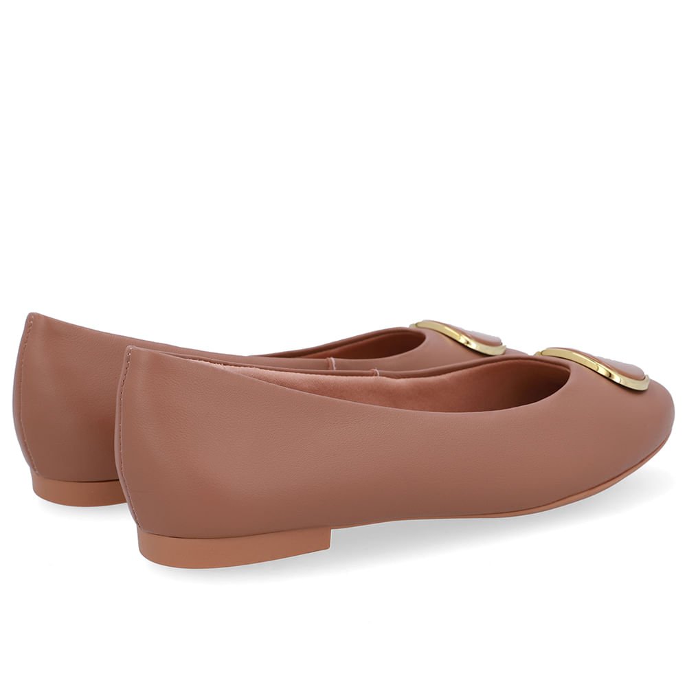 Sapatilha Marrom Camel Couro Enfeite Camel 3