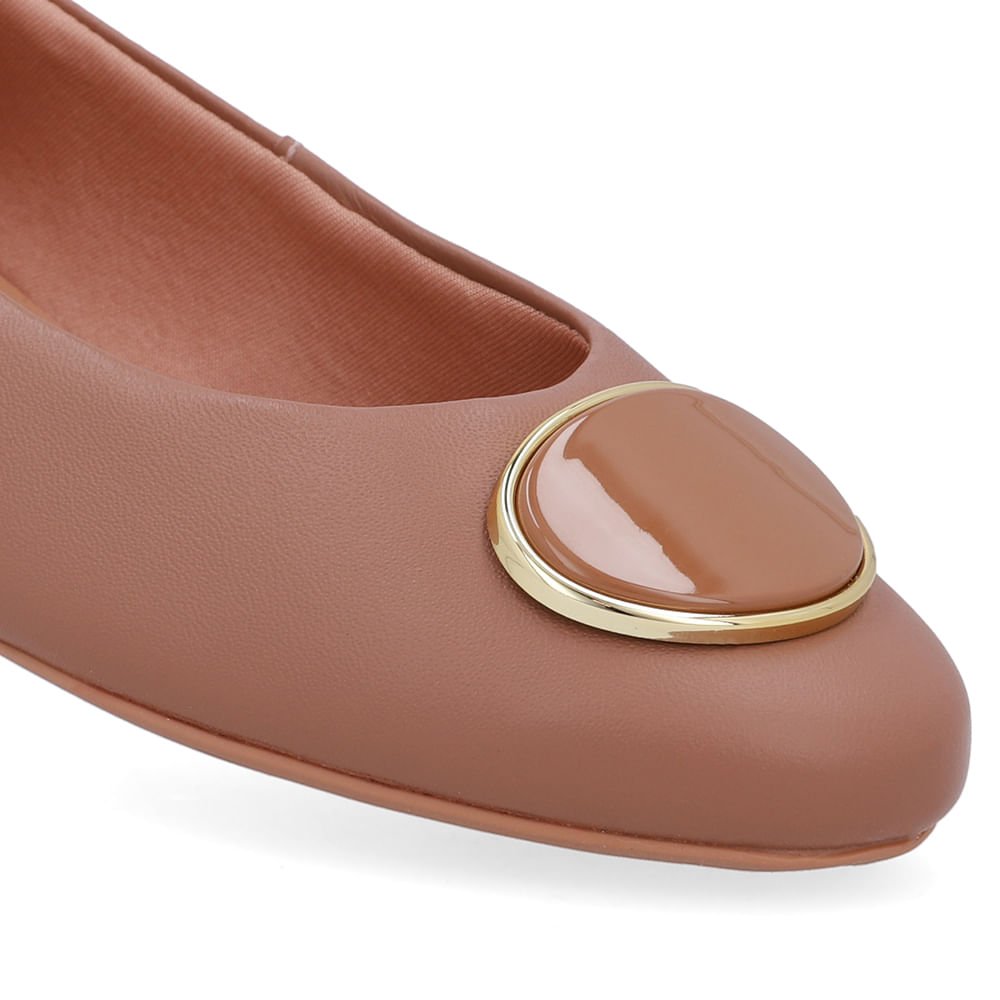 Sapatilha Marrom Camel Couro Enfeite Camel 4