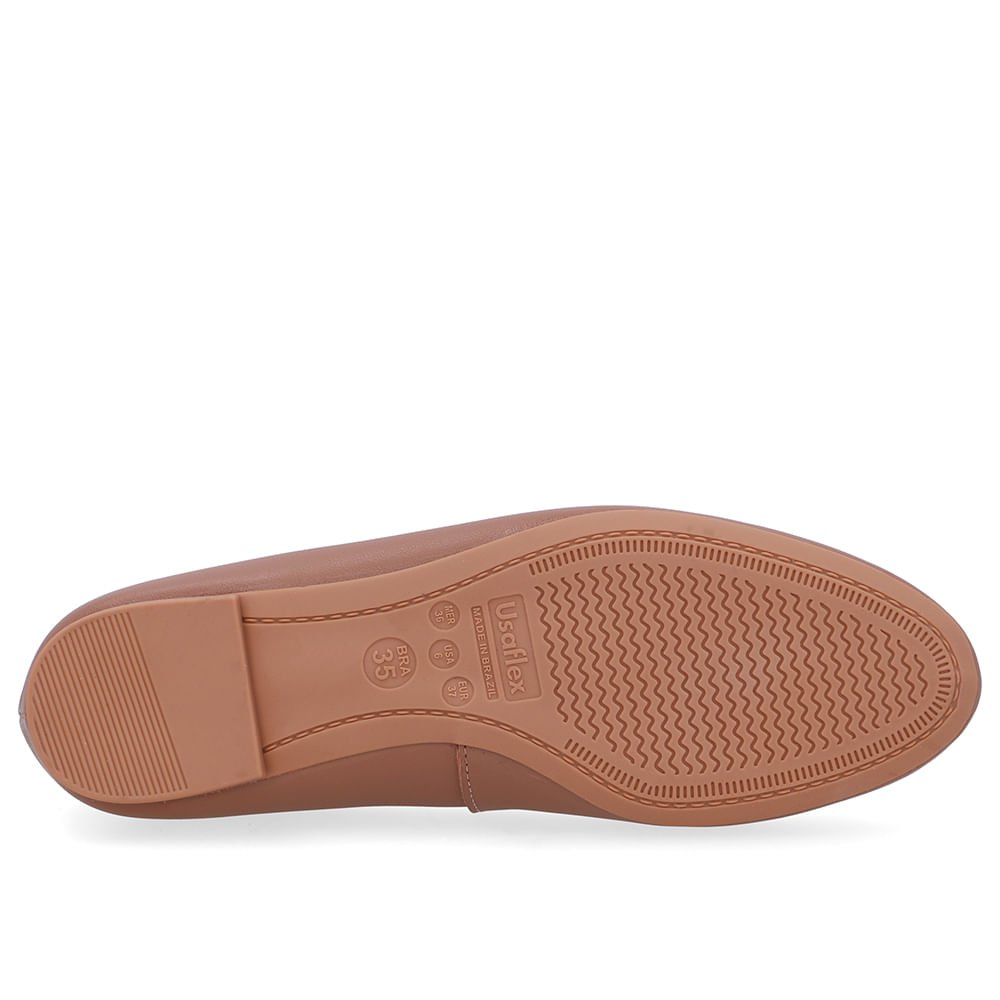 Sapatilha Marrom Camel Couro Enfeite Camel 5