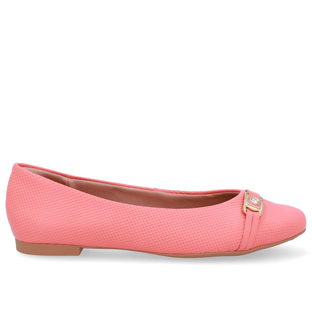 Sapatilha Laranja Couro Tira Enfeite