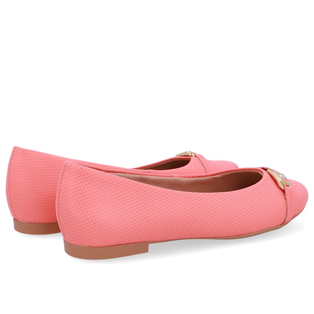 Sapatilha Laranja Couro Tira Enfeite Rosa 3