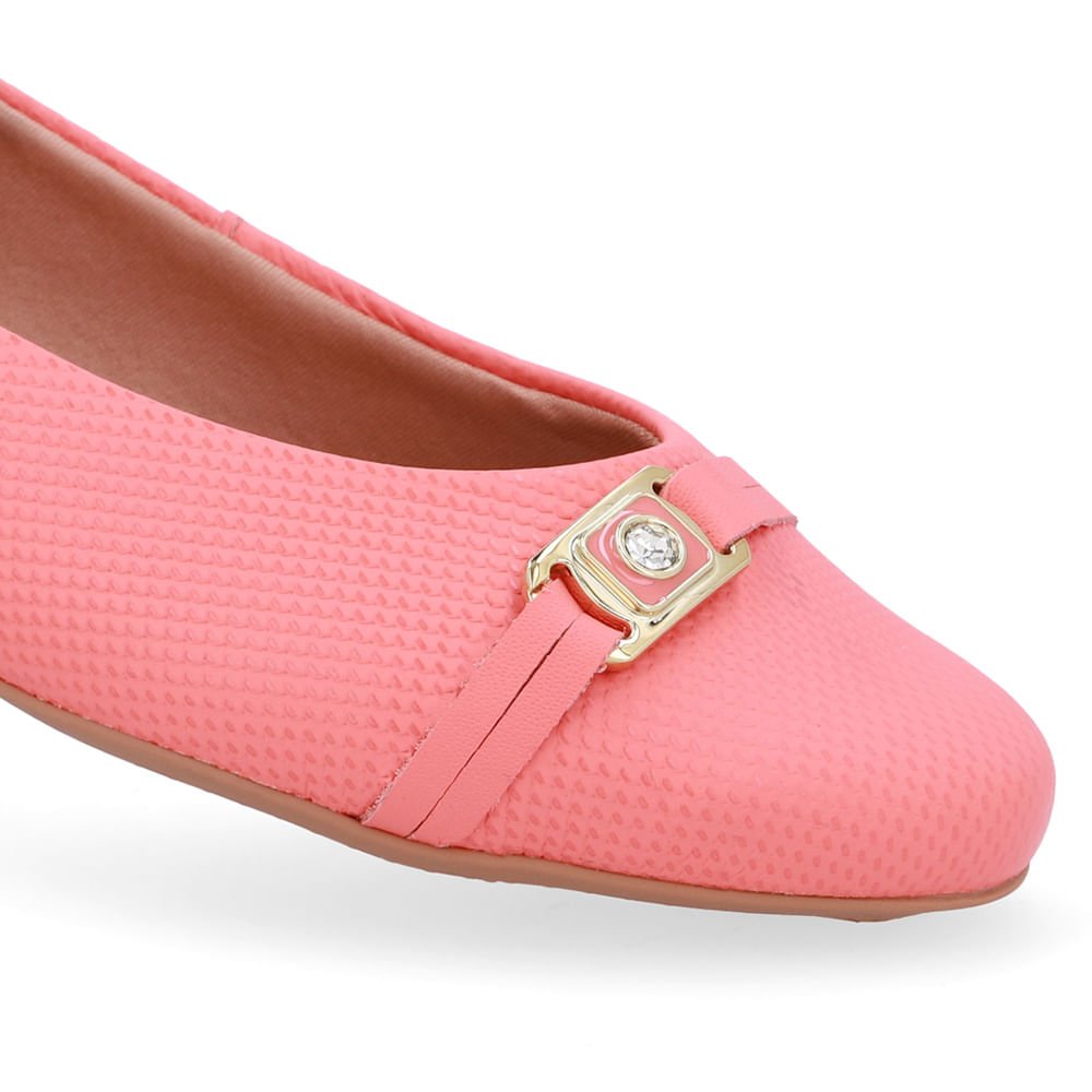 Sapatilha Laranja Couro Tira Enfeite Rosa 4