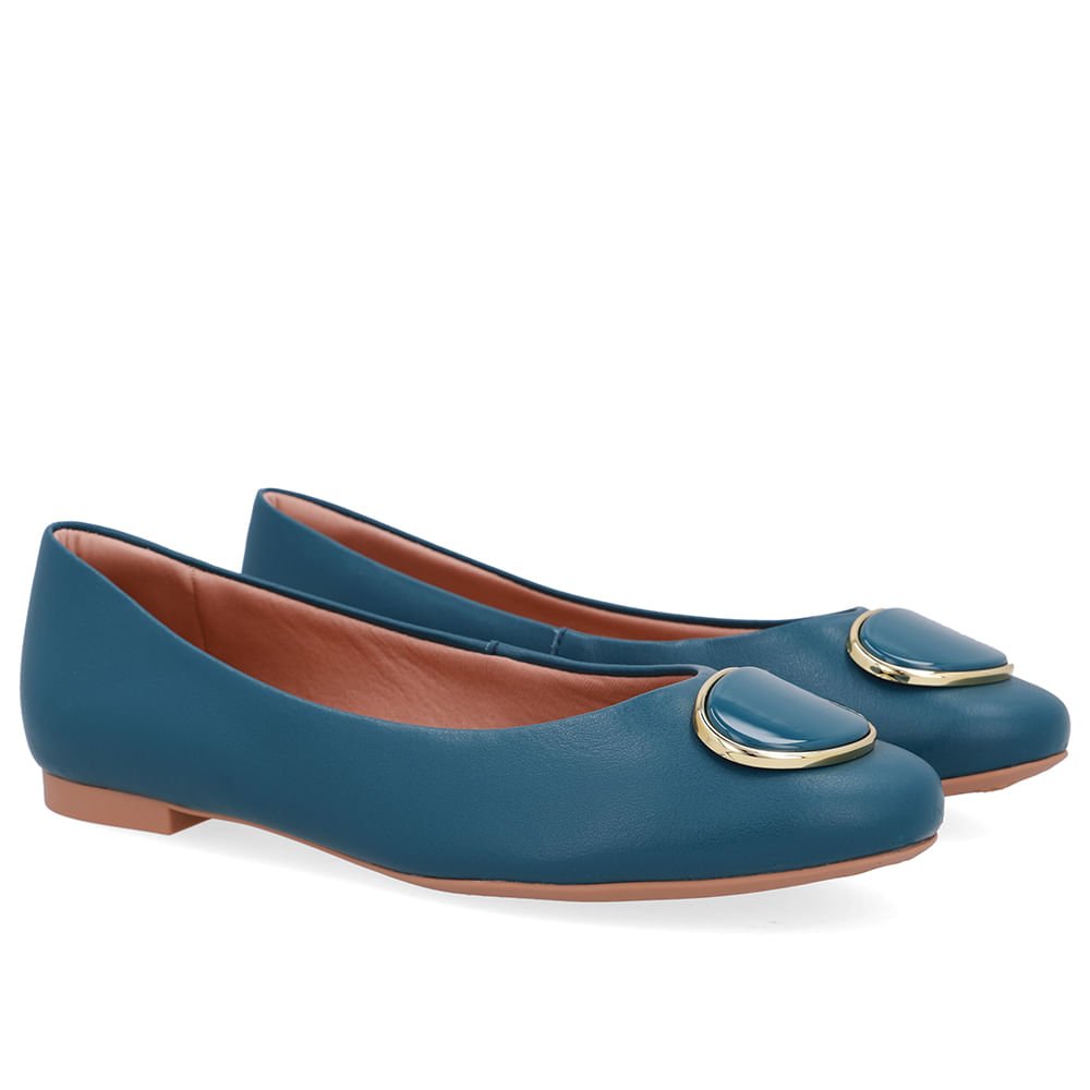 Sapatilha Azul Couro Enfeite Azul 2