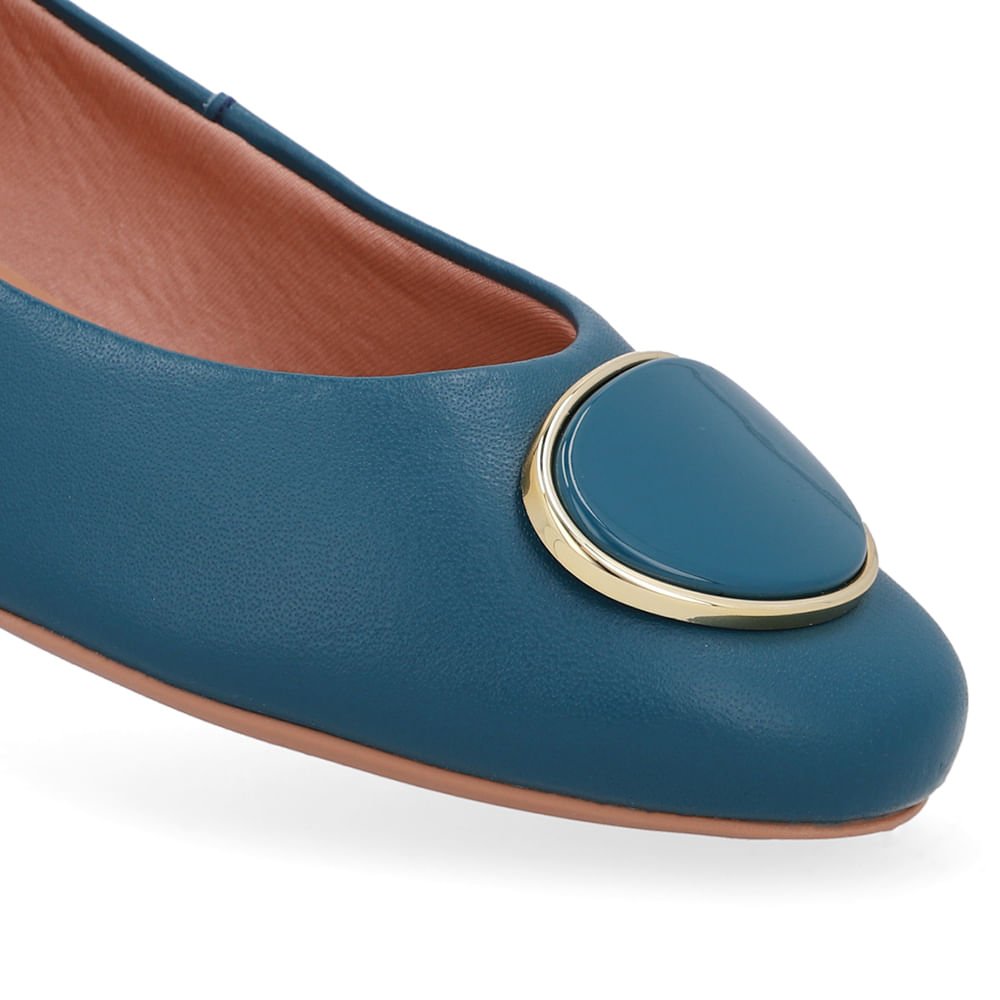 Sapatilha Azul Couro Enfeite Azul 4