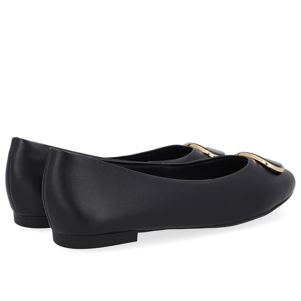 Sapatilha Preta Couro Enfeite Preto 3