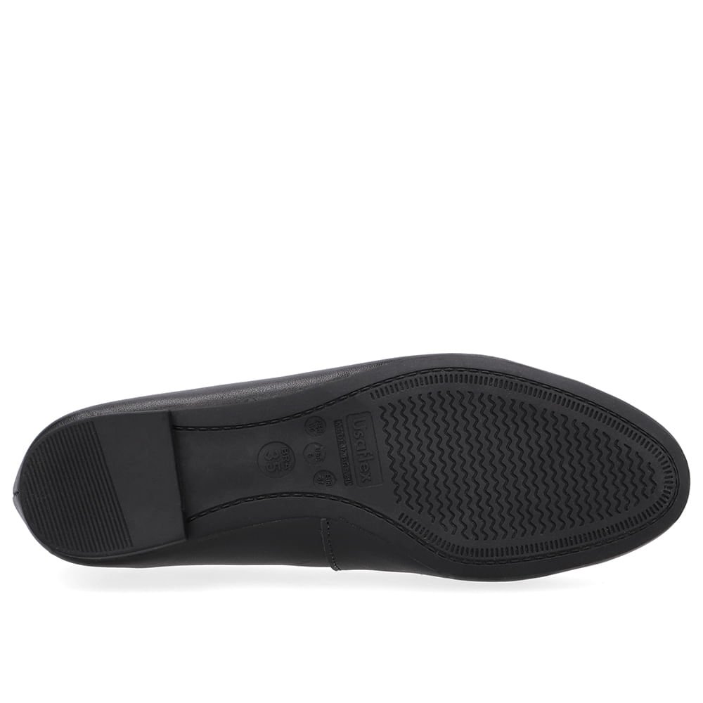 Sapatilha Preta Couro Enfeite Preto 5