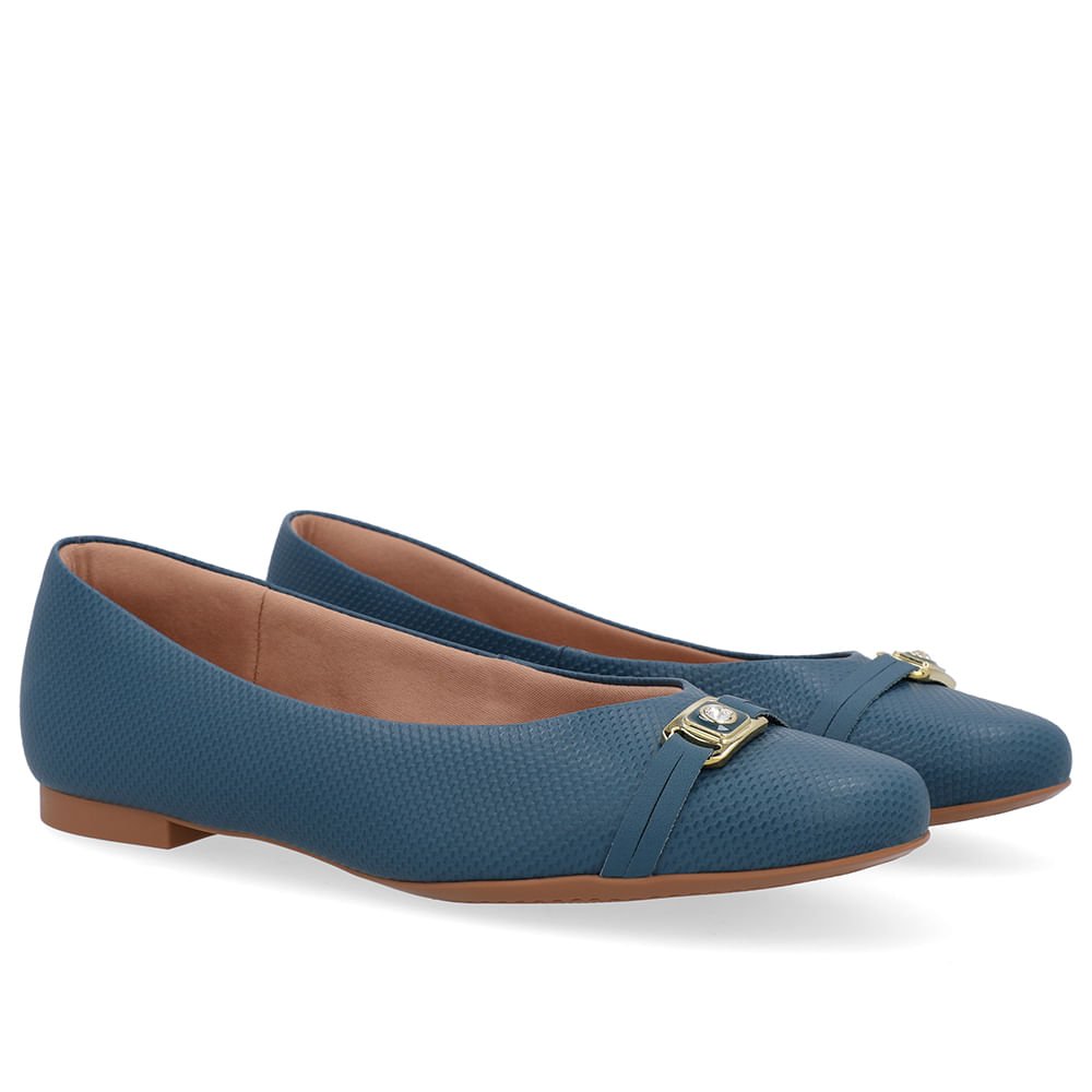 Sapatilha Azul Couro Tira Enfeite Azul 2