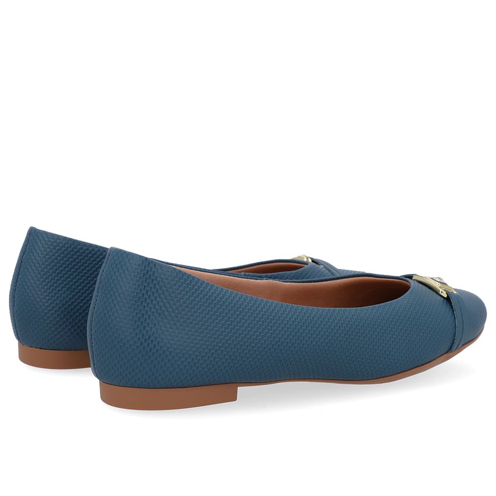Sapatilha Azul Couro Tira Enfeite Azul 3