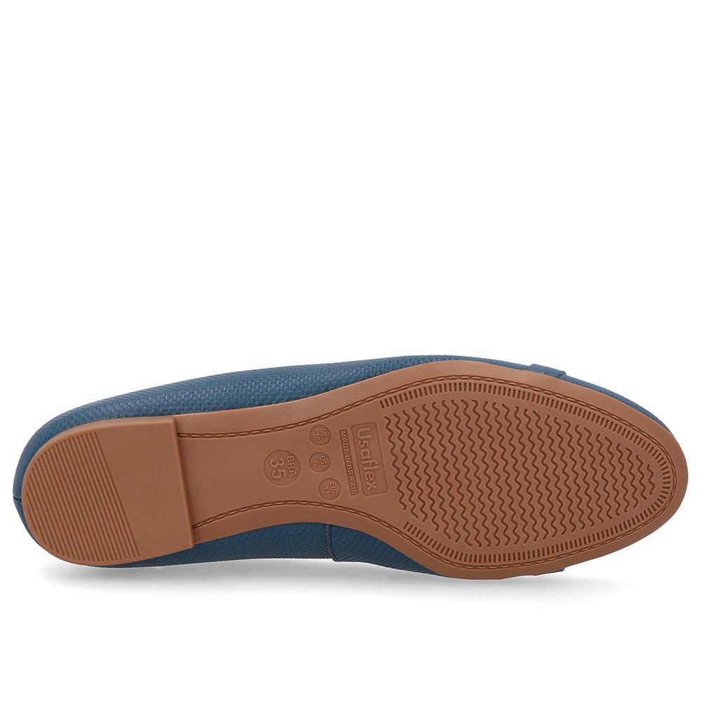 Sapatilha Azul Couro Tira Enfeite Azul 5