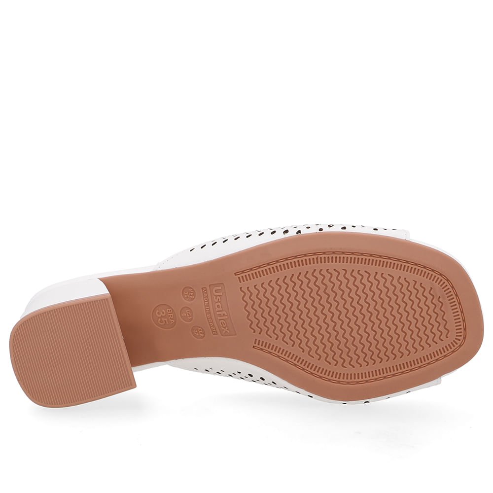 Tamanco Salto Bloco Couro Preto Laser Branco 5