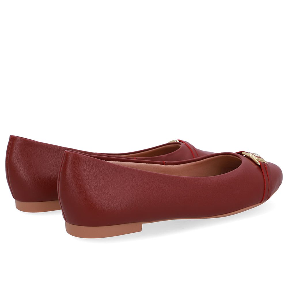 Sapatilha Vermelha Couro Tira Enfeite Vermelho 3