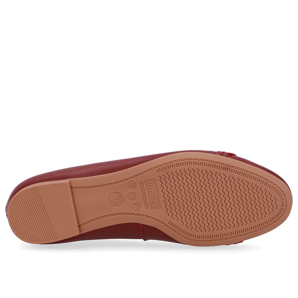 Sapatilha Vermelha Couro Tira Enfeite Vermelho 5