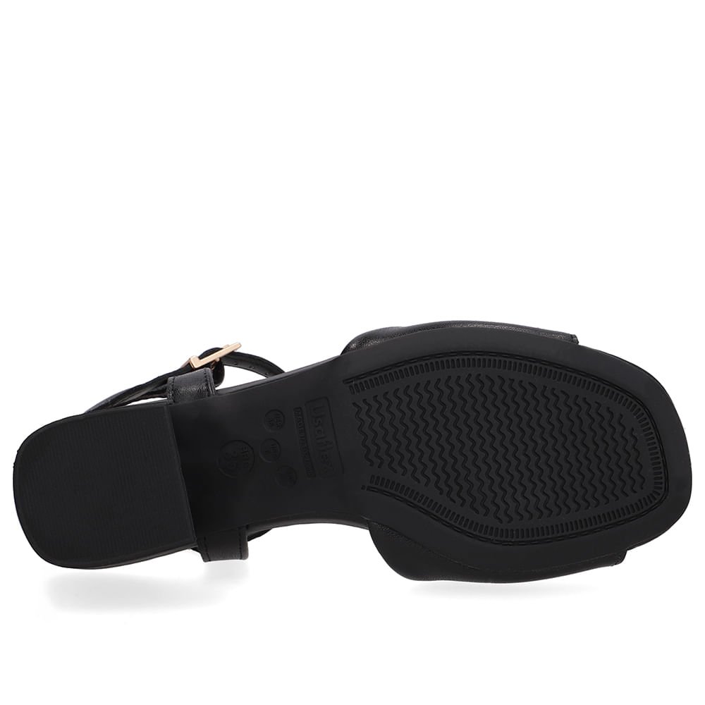 Sandália Couro Salto Médio Tira Preta Preto 5