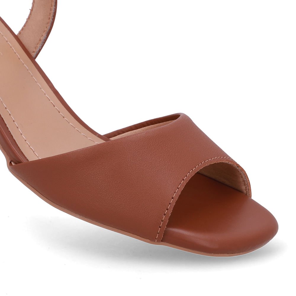 Sandália Couro Salto Médio Tira Marrom Canela Canela 4