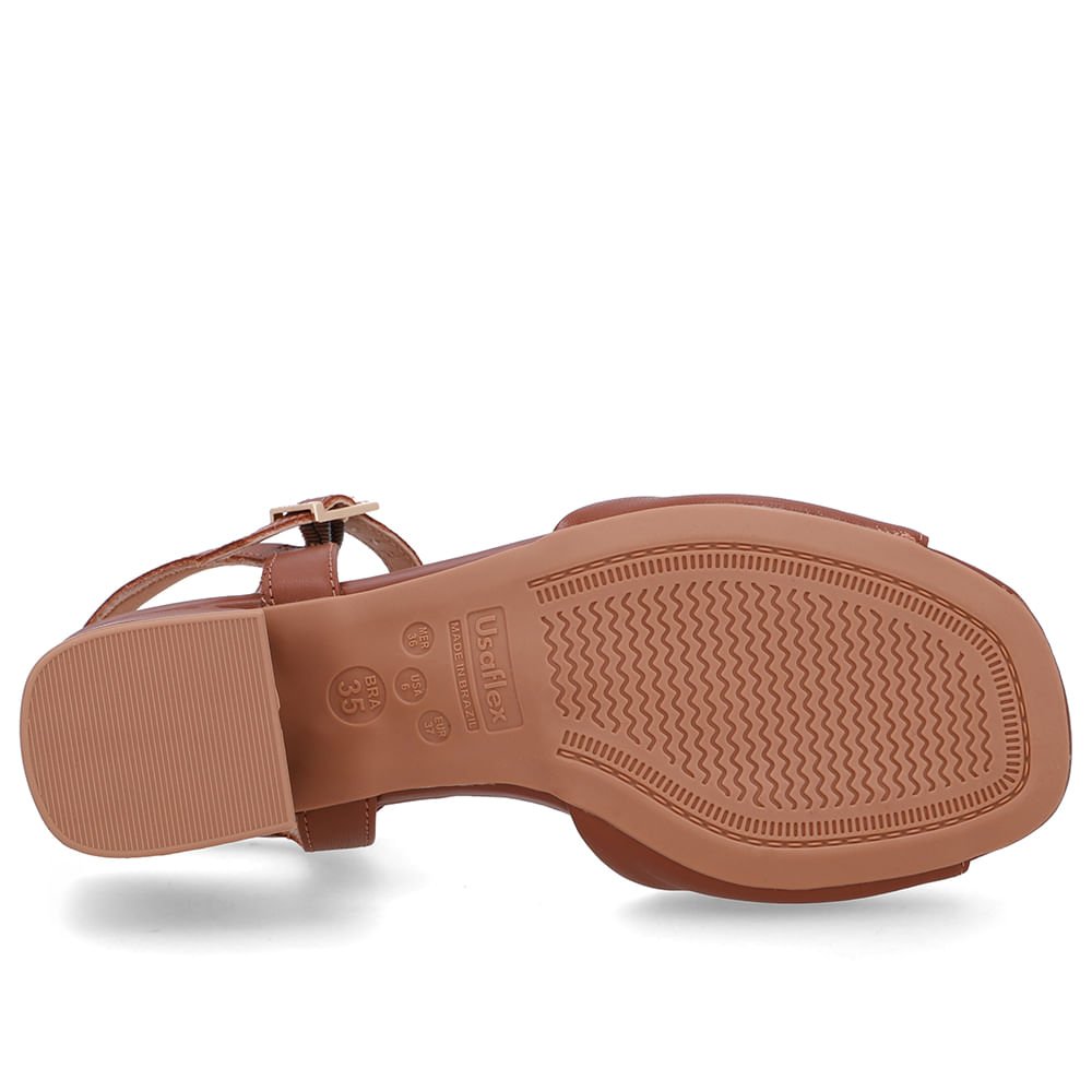 Sandália Couro Salto Médio Tira Marrom Canela Canela 5