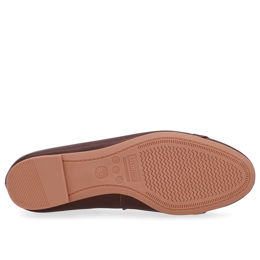 Sapatilha Marrom Pinhão Couro Tira Enfeite Pinhão 5