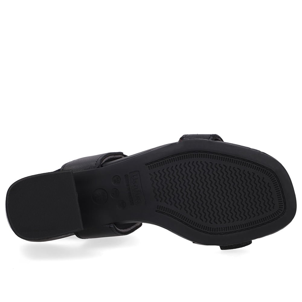 Sandália Couro Bico Quadrado Tira Elástico Preta Preto 5