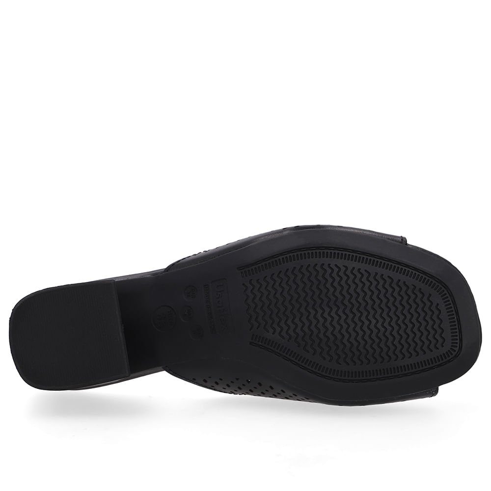 Tamanco Salto Bloco Couro Preto Laser Preto 5