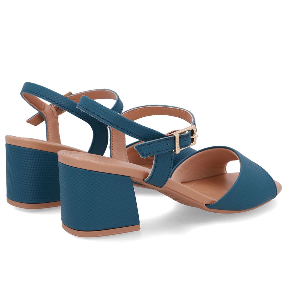 Sandália Couro Salto Médio Tira Azul Azul 3