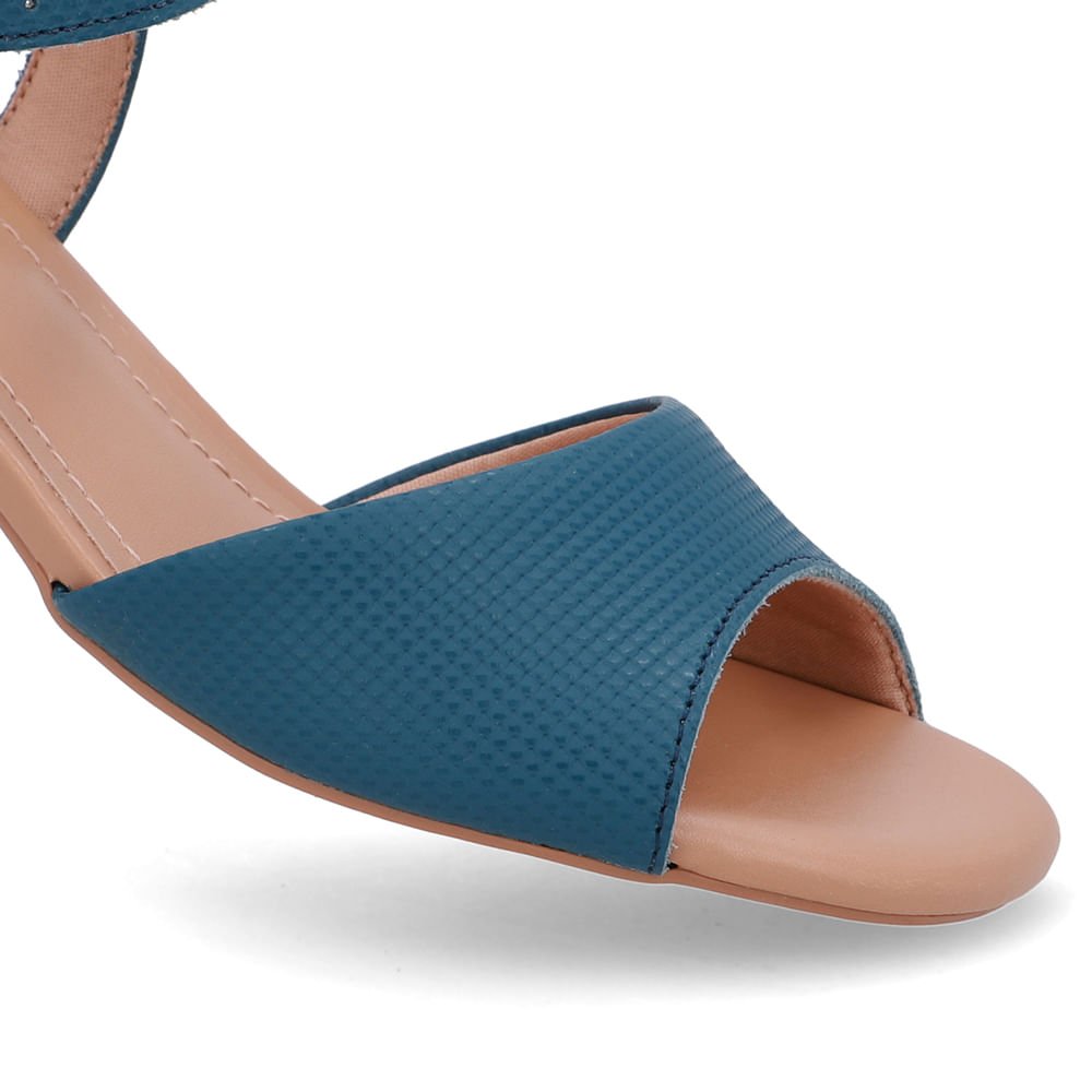 Sandália Couro Salto Médio Tira Azul Azul 4