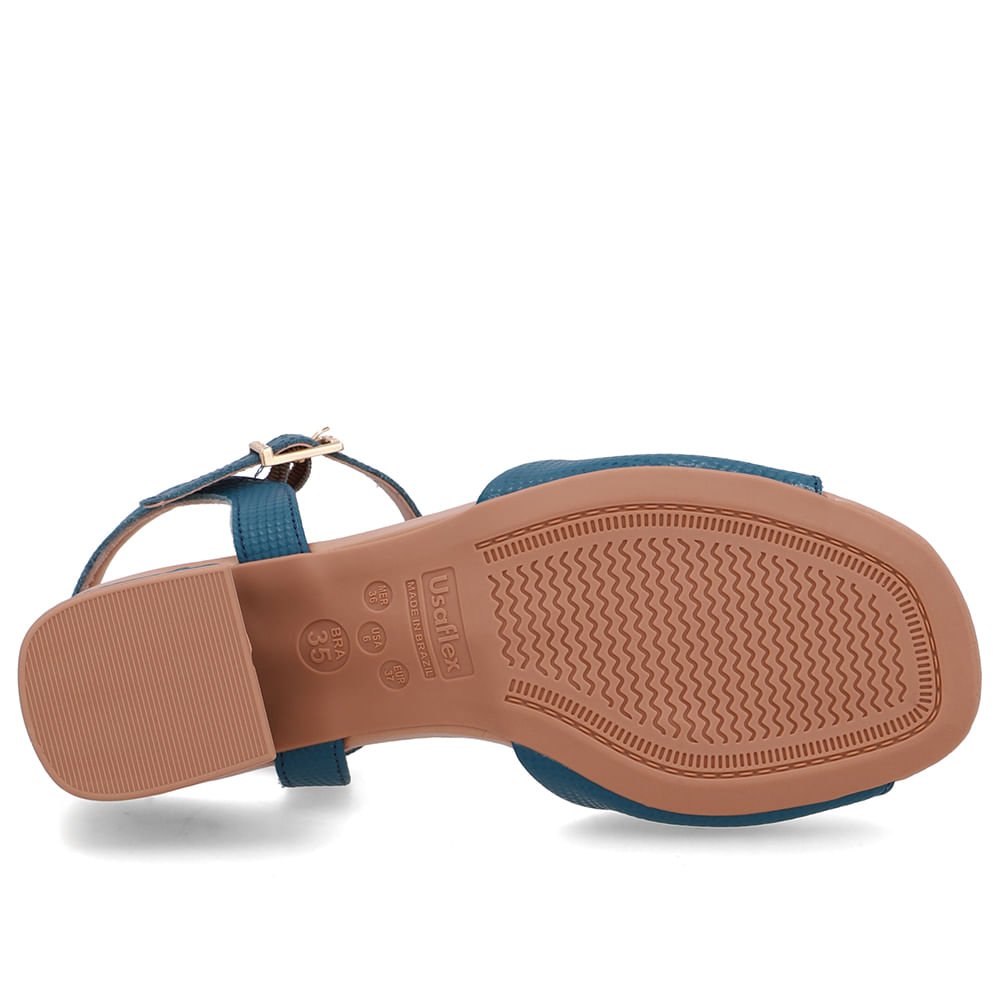 Sandália Couro Salto Médio Tira Azul Azul 5