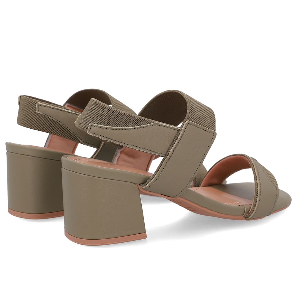 Sandália Couro Bico Quadrado Tira Elástico Verde Verde 3