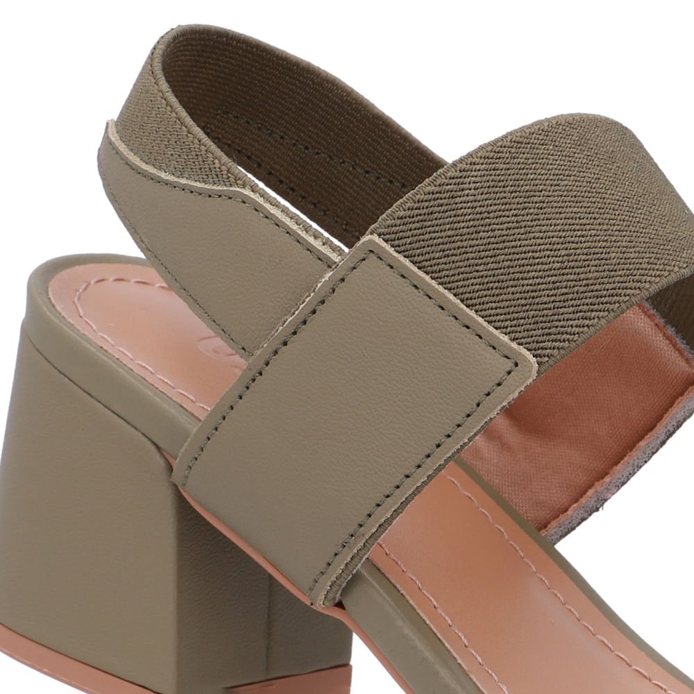 Sandália Couro Bico Quadrado Tira Elástico Verde Verde 4