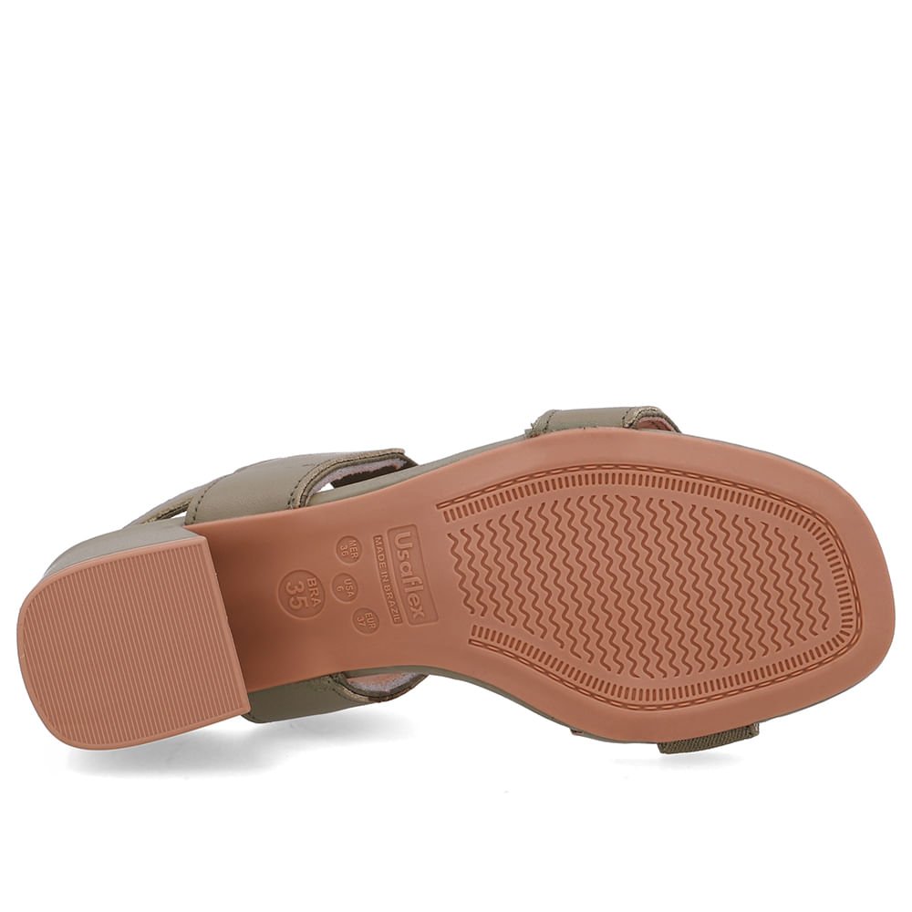 Sandália Couro Bico Quadrado Tira Elástico Verde Verde 5