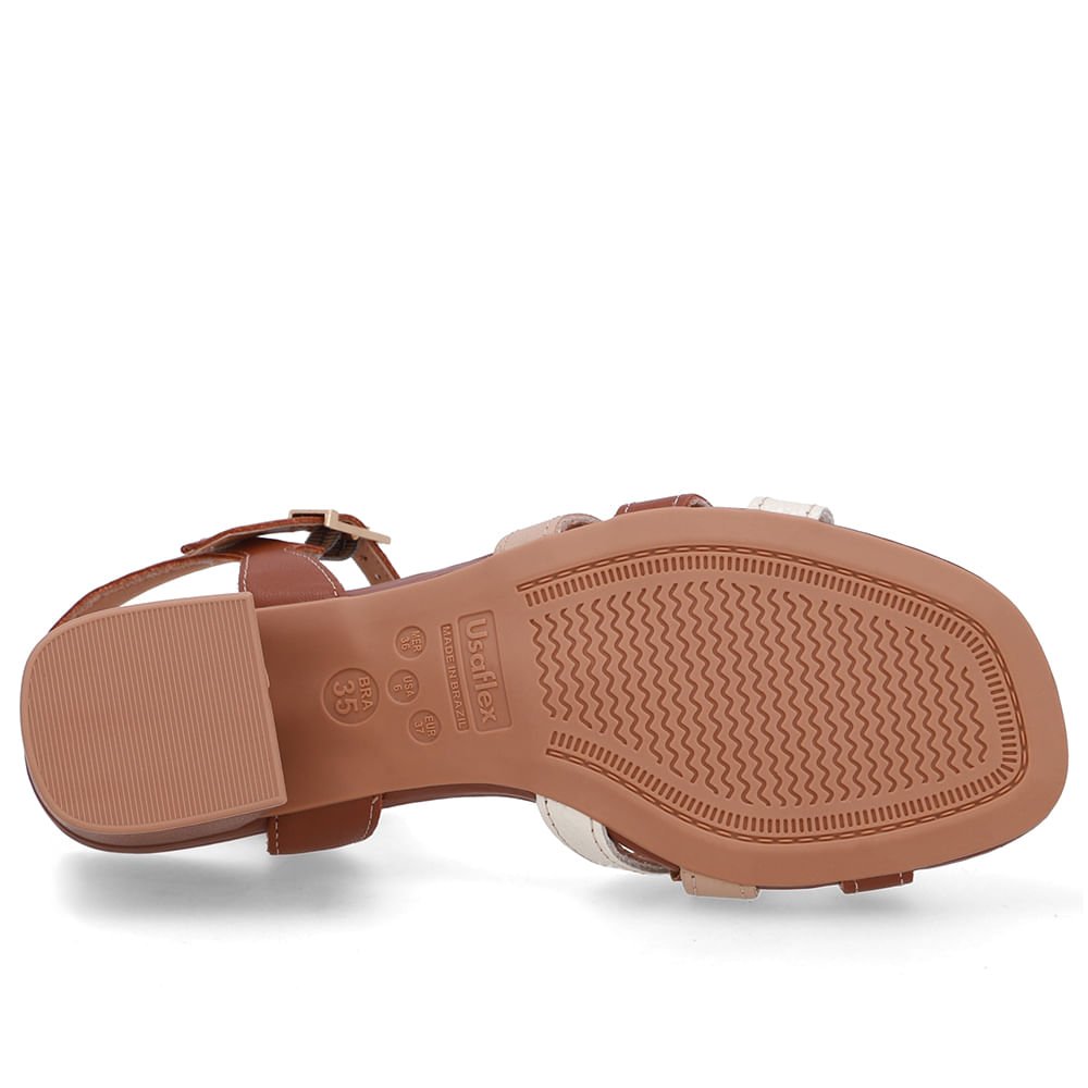 Sandália Couro Bico Quadrado Tiras Marrom Marrom 5