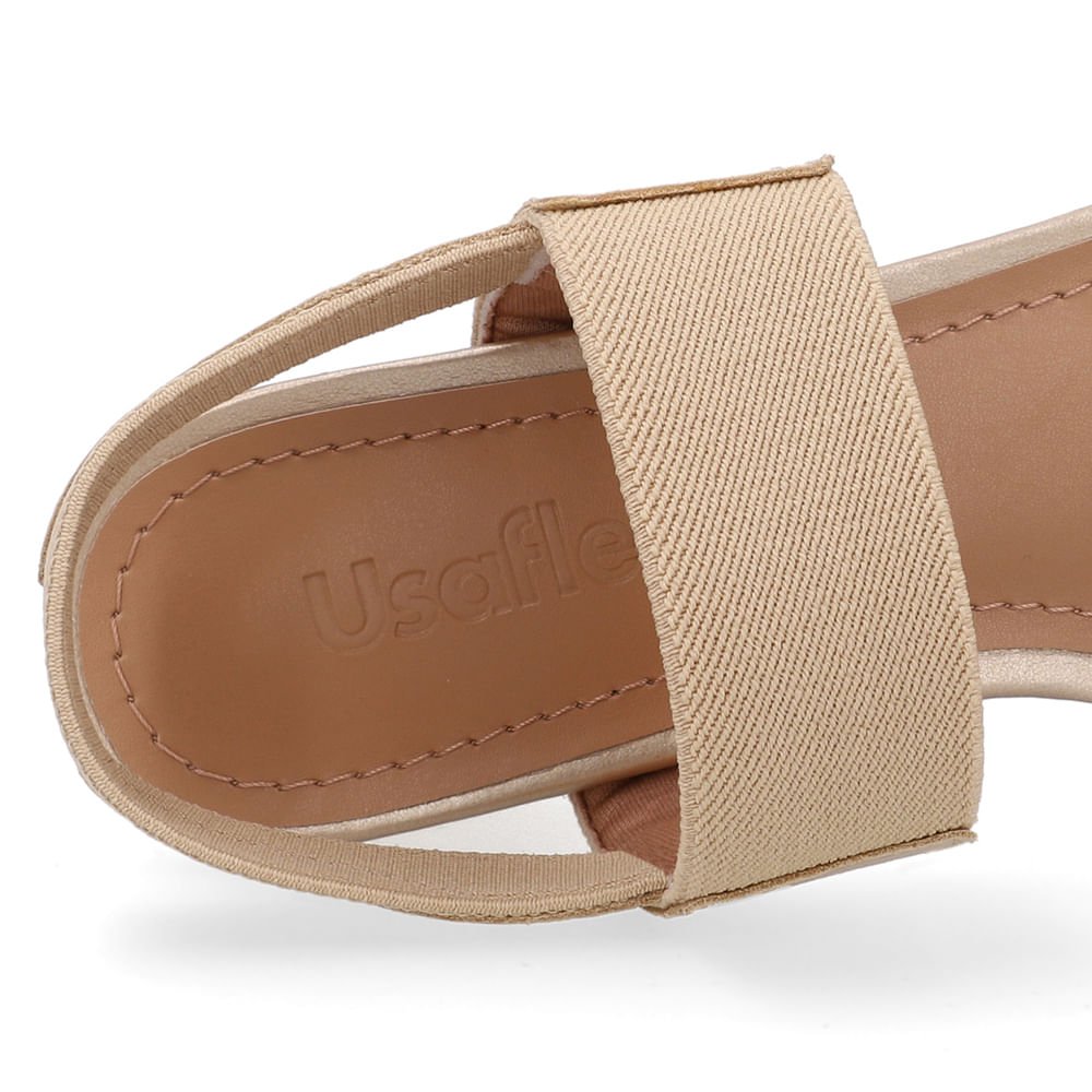 Sandália Couro Bico Quadrado Tira Elástico Dourada Dourado 4